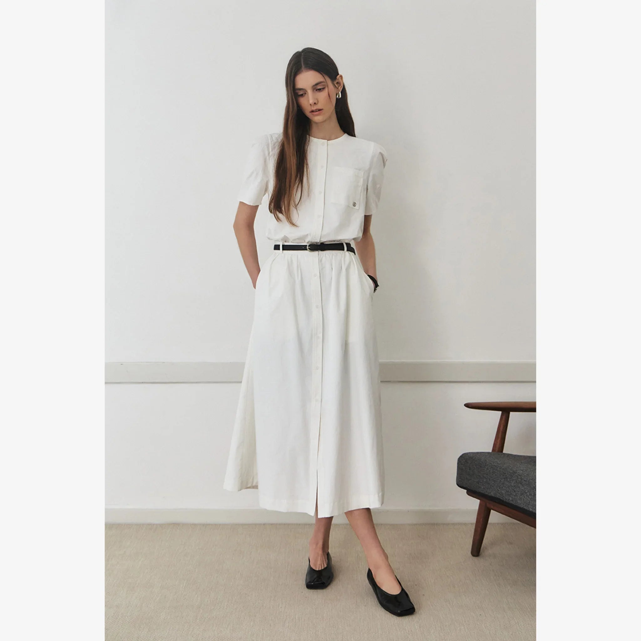 ARTID TWO-WAY COTTON SHORT-SLEEVE DRESS