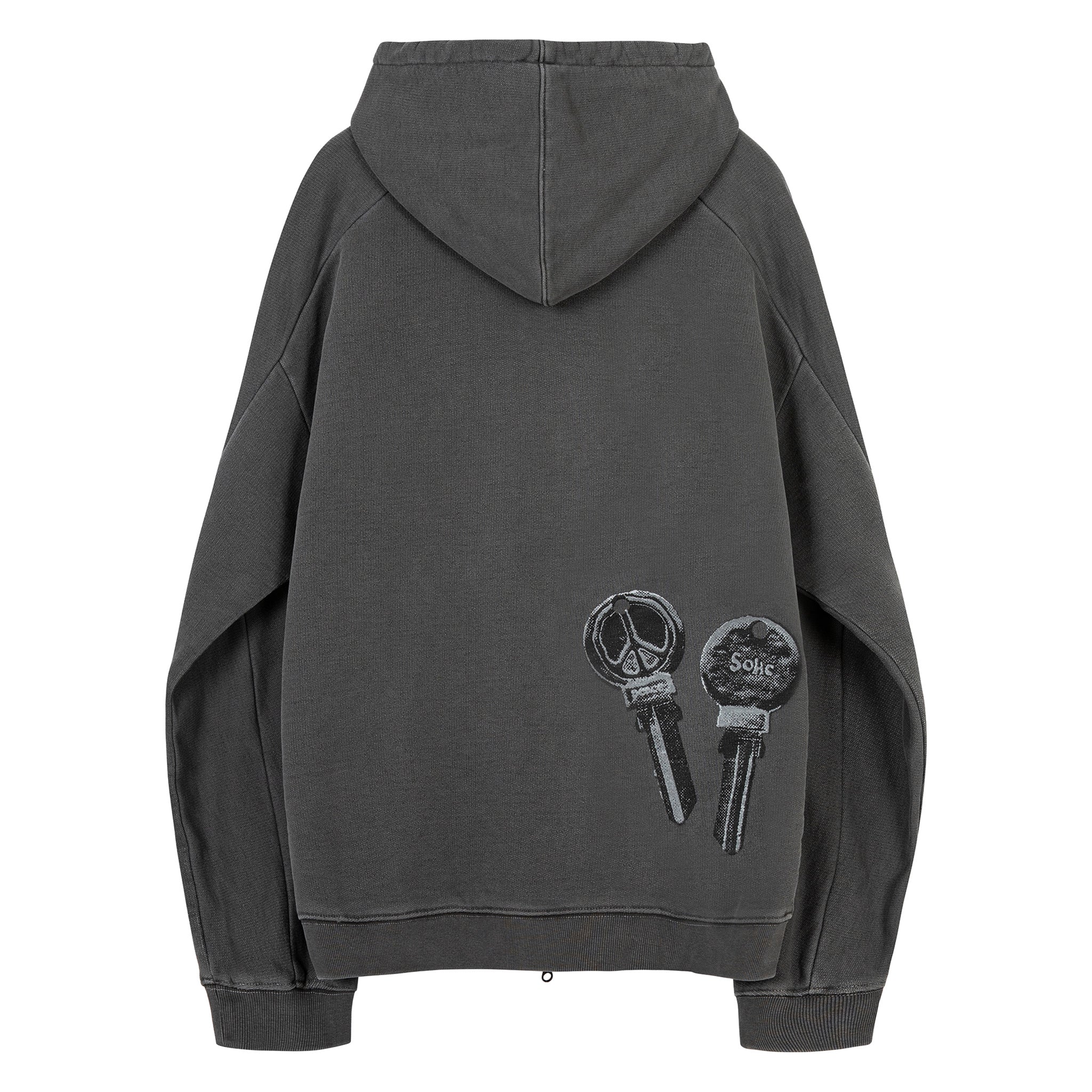 SOHC Garment Dyed Reflective Print Zip-Up Hoodie-2