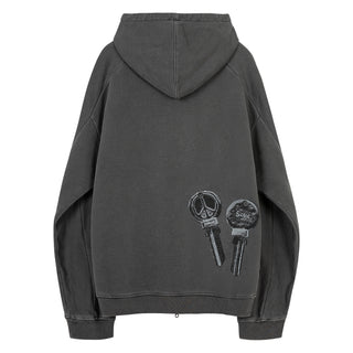 SOHC Garment Dyed Reflective Print Zip-Up Hoodie