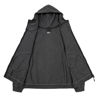 SOHC Garment Dyed Reflective Print Zip-Up Hoodie