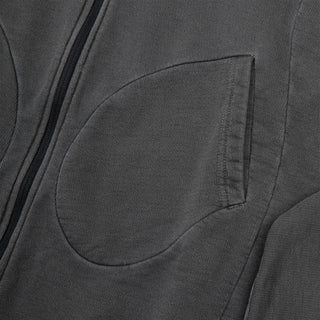 SOHC Garment Dyed Reflective Print Zip-Up Hoodie