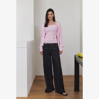 ARTID TWO-WAY UNBALANCE BUTTON-UP CARDIGAN SET-UP