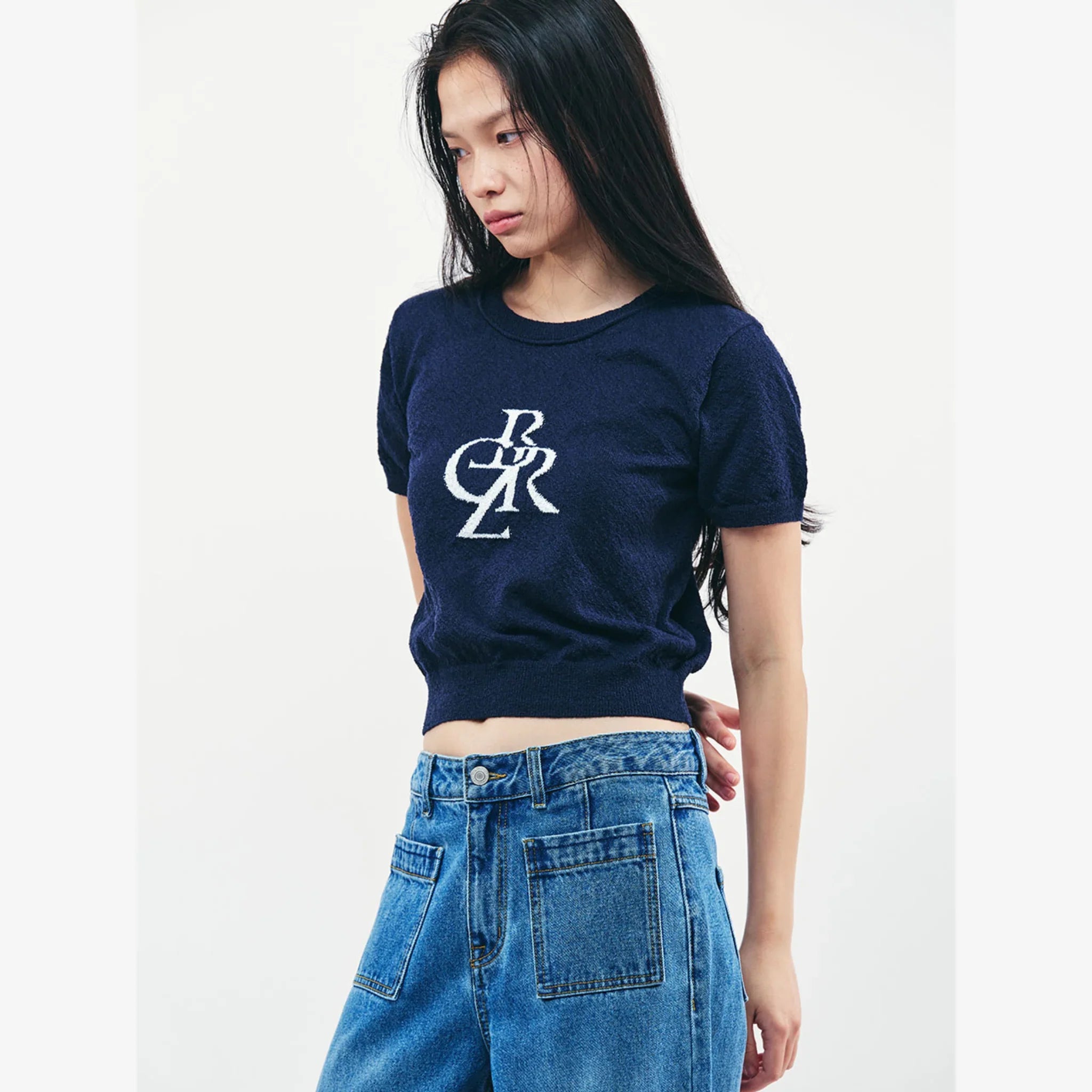 CITYBREEZE BOUCLE SYMBOL LOGO HALF-SLEEVE KNIT-11