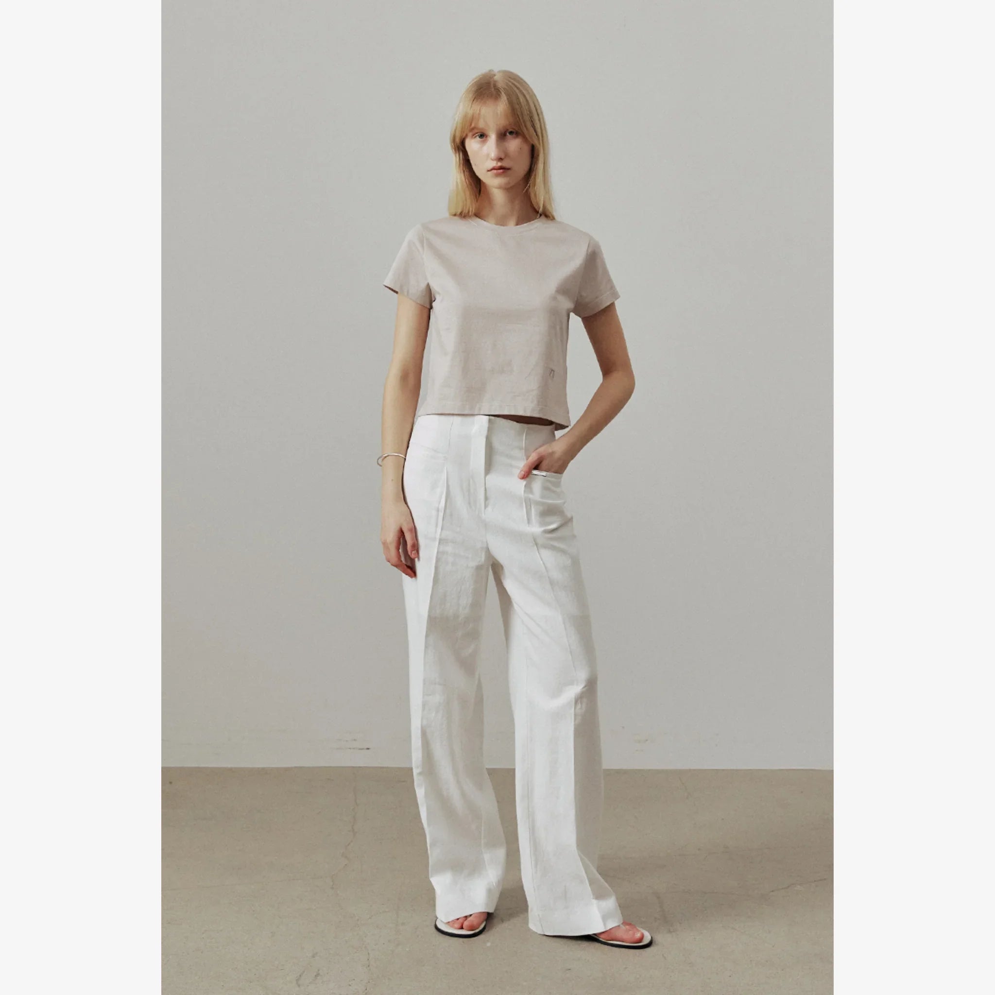 ARTID LINEN BUCKLE WIDE PANTS-11
