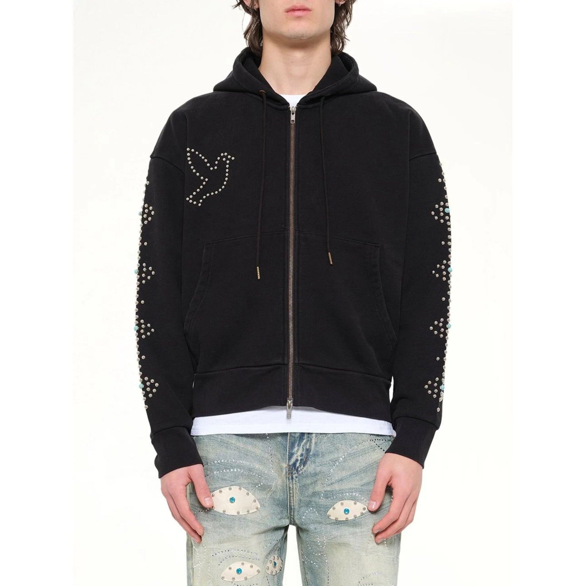 KIDSUPER Dove & Eye Studded Hoodie - Black-6