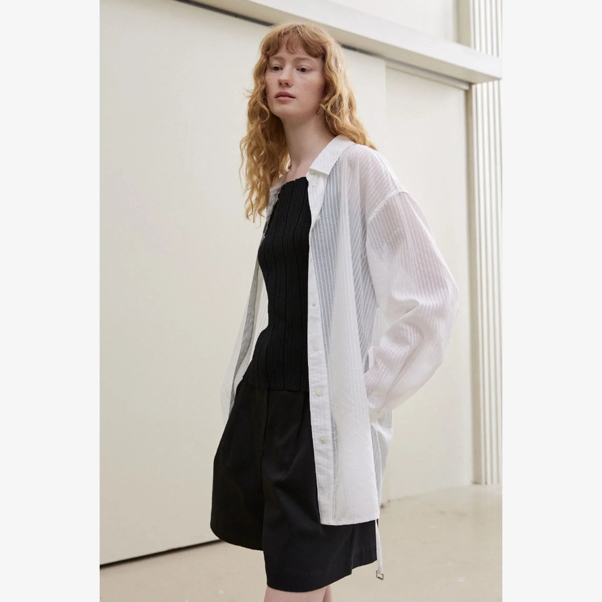 ARTID SEE THROUGH STRIPED OVERSIZED SHIRT-11