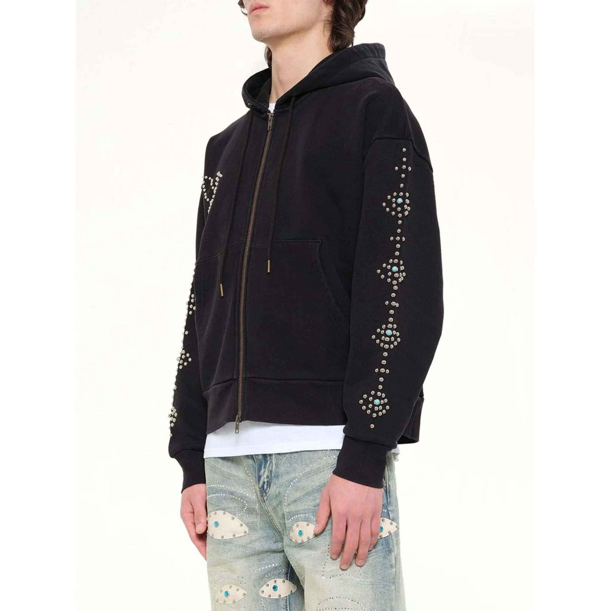 KIDSUPER Dove & Eye Studded Hoodie - Black-5