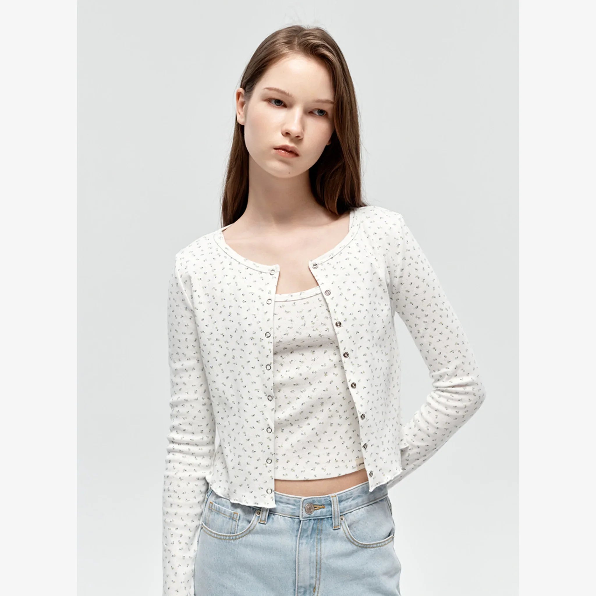 CITYBREEZE COTTON ROUND NECK CARDIGAN SLEEVELESS SET-17