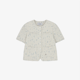 TWEED FRINGE HALF SLEEVE JACKET