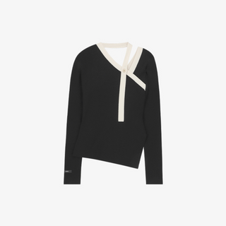 ONE-SHOULDER COLOR-BLOCK KNIT