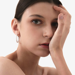 MSGRN Asscher Signature Hoop Earrings Rhodium plated 925 Silver