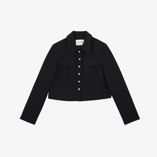 BUTTON POINT TWEED COLLAR JACKET