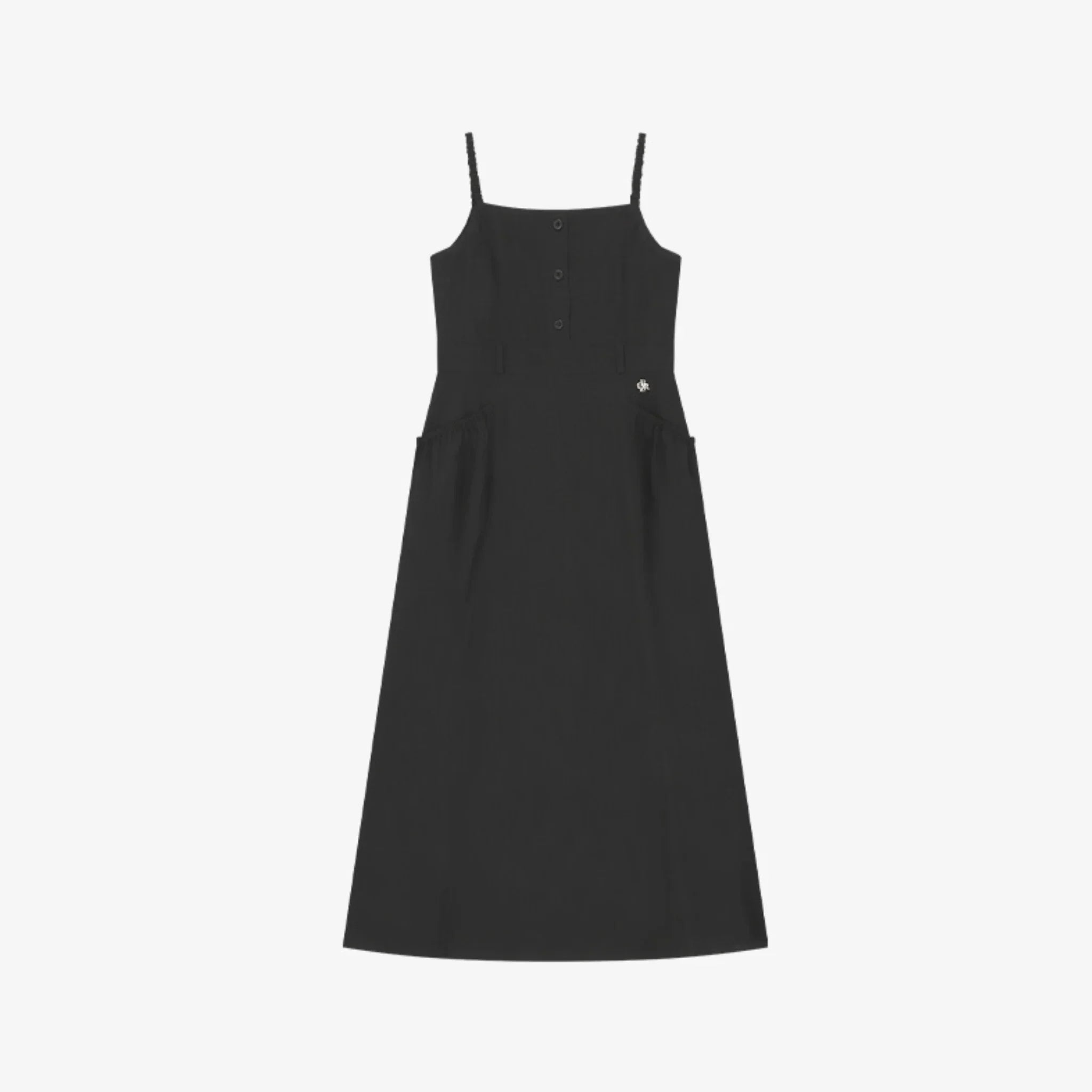 CITYBREEZE POCKET SHIRRING SLEEVELESS LONG DRESS