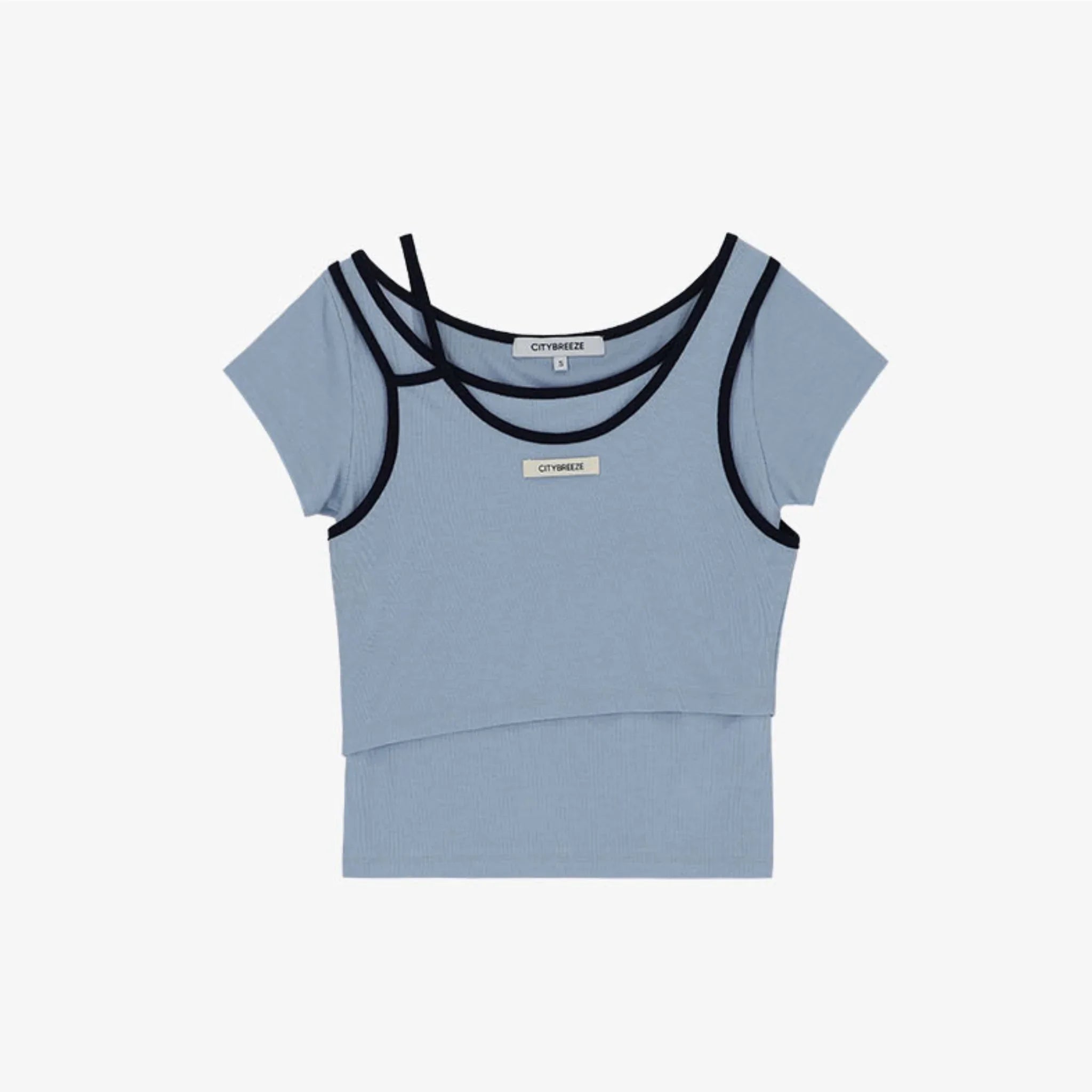 CITYBREEZE POINT LINE LAYERED SHORT SLEEVE T-SHIRT
