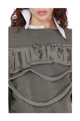 Distressed Drape Crewneck