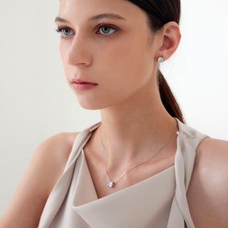 MSGRN Asscher Stud Necklace Rhodium plated 925 Silver