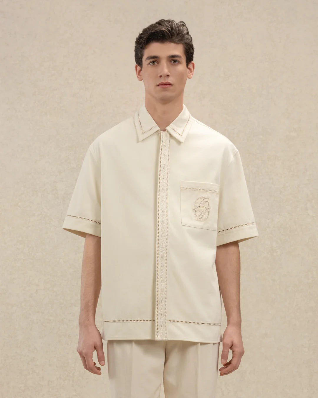 DRÔLE DE MONSIEUR Chemise Broderie D Miroir Coton-3