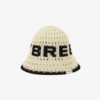 LOGO POINT CROCHET BUCKET HAT