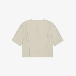 LINEN COLLARLESS HALF SLEEVE JACKET