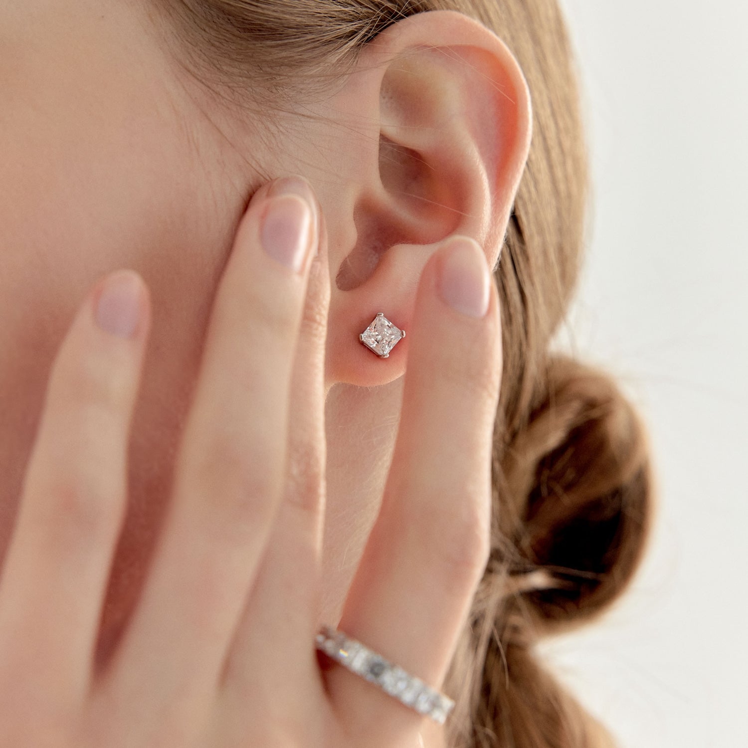 MSGRN Radiant Stud Earrings Rhodium plated 925 Silver-3