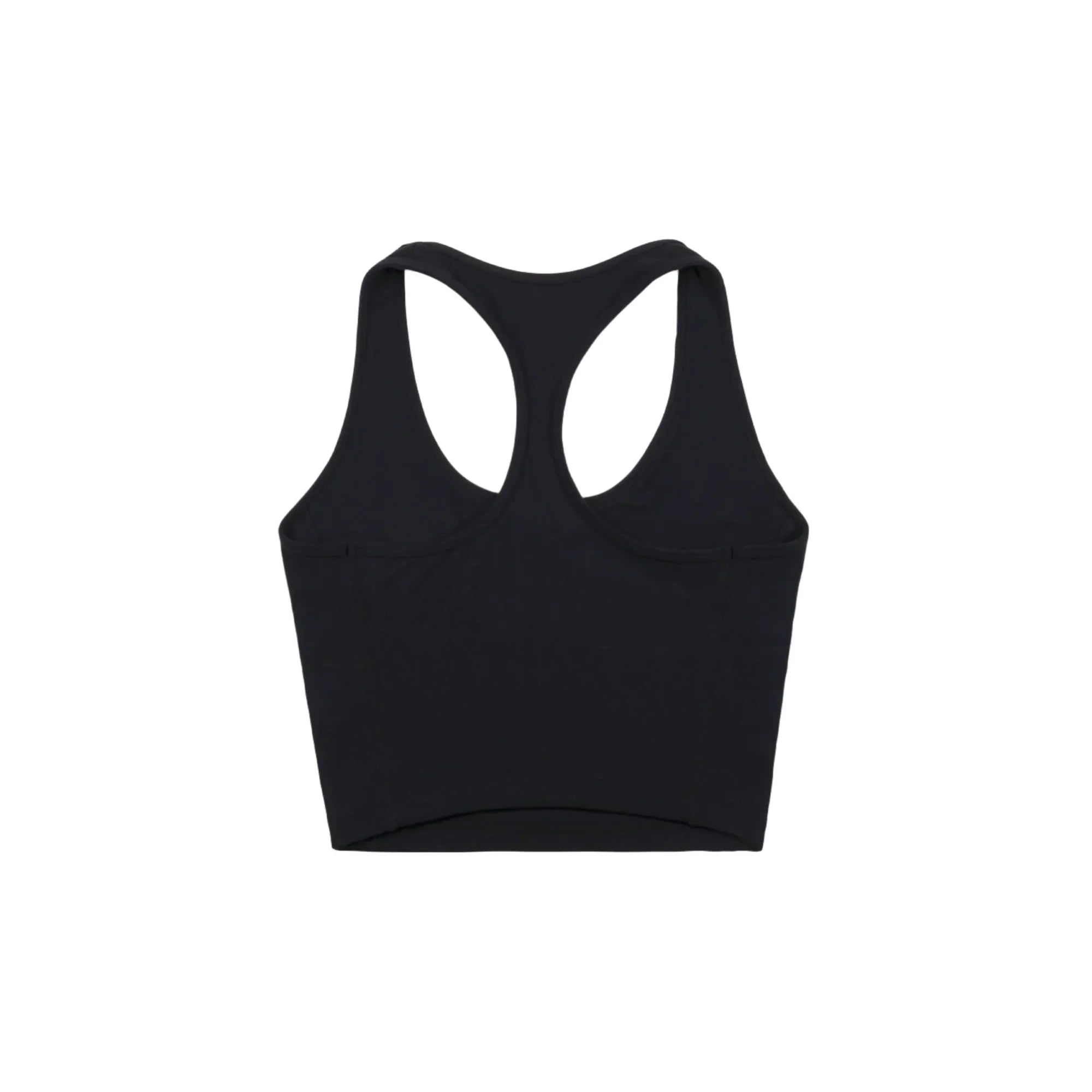 Black racerback cropped tank top on white background