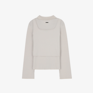 OPEN COLLAR CARDIGAN SET-UP