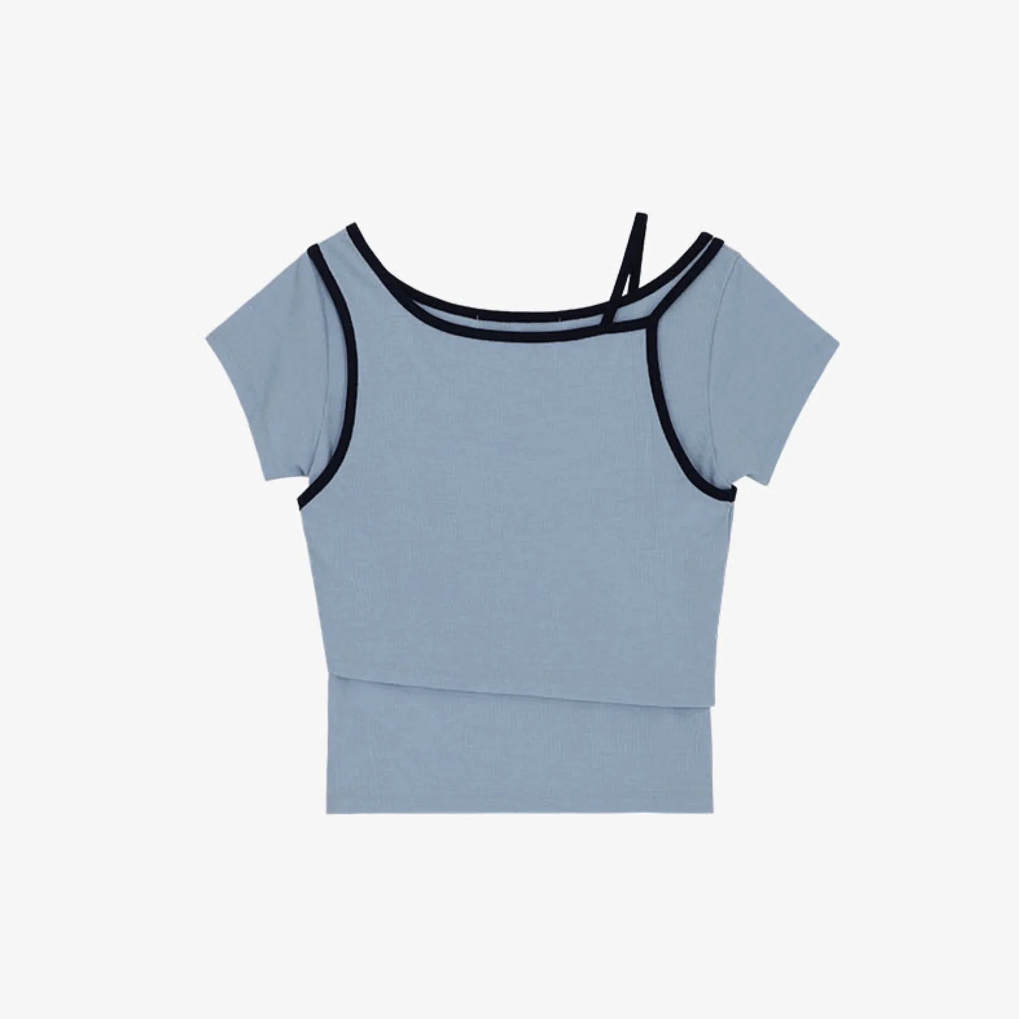 CITYBREEZE POINT LINE LAYERED SHORT SLEEVE T-SHIRT-2