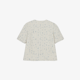 TWEED FRINGE HALF SLEEVE JACKET