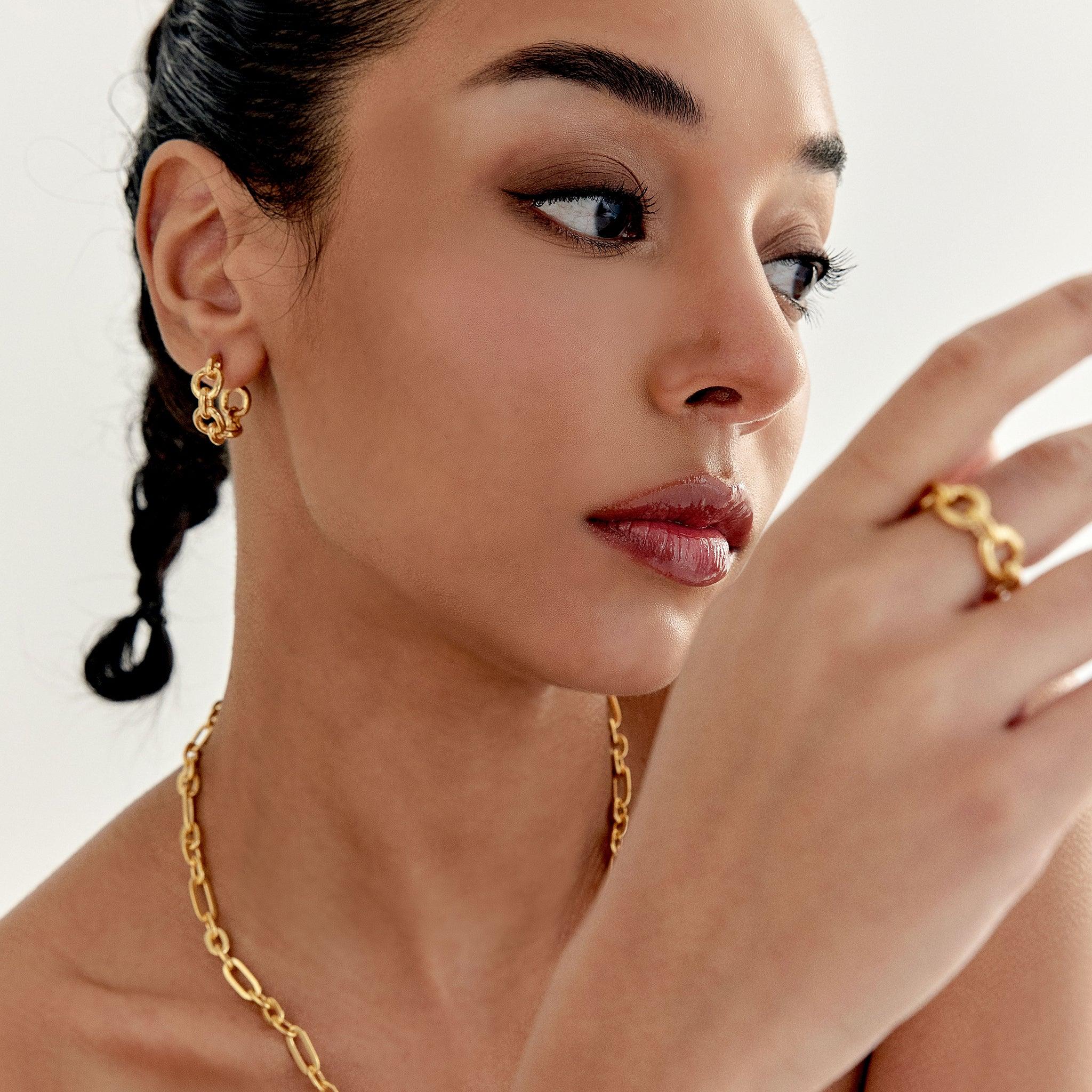 MSGRN Marilyn EBL Petite Hoop Earrings 14K Yellow Gold Plated Sterling Silver-3