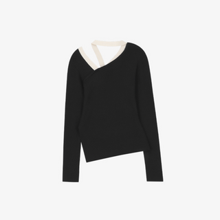ONE-SHOULDER COLOR-BLOCK KNIT