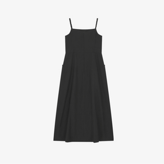 POCKET SHIRRING SLEEVELESS LONG DRESS