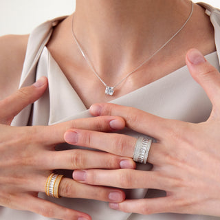 MSGRN Asscher Stud Necklace Rhodium plated 925 Silver