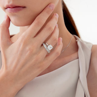 MSGRN Asscher Stud Ring Rhodium plated 925 Silver