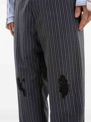 MARNI Distressed Pinstripe Trousers