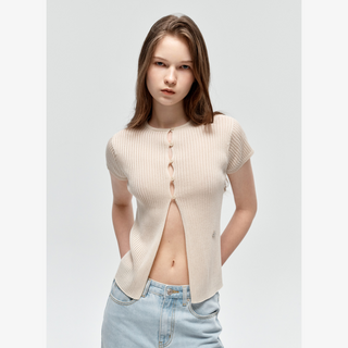 PEAK BUTTON-UP SHORT SLEEVE CARDIGAN