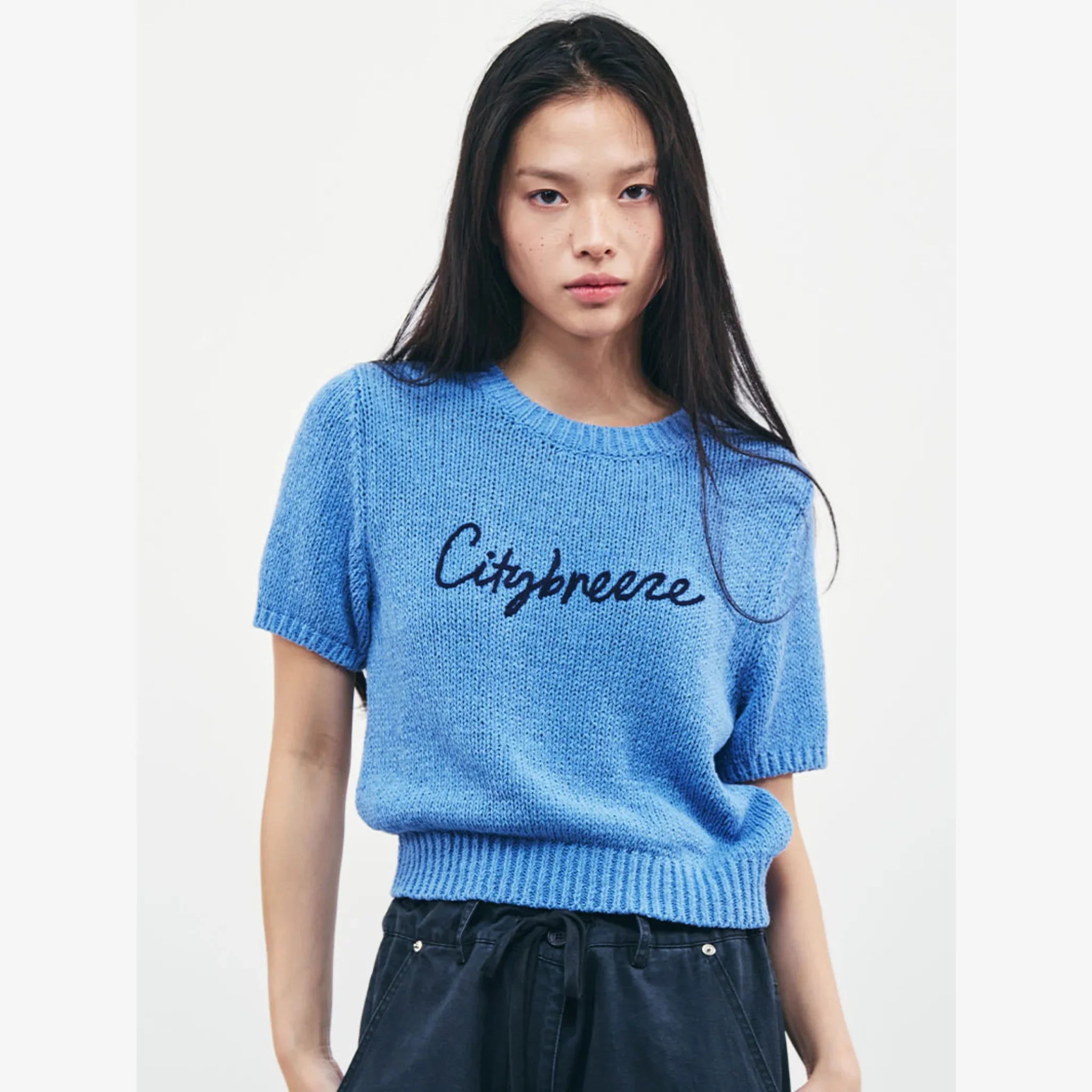 CITYBREEZE CURSIVE LOGO HALF-SLEEVE KNIT-3