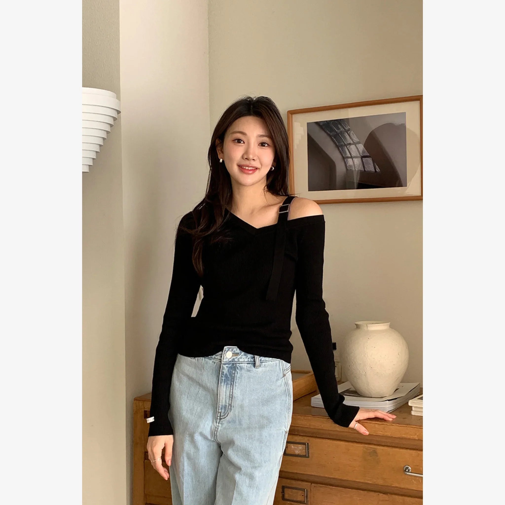 ARTID OFF-SHOULDER STRAP POINT KNIT-9