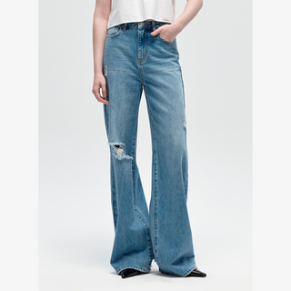 CUT-OFF WIDE DENIM PANTS