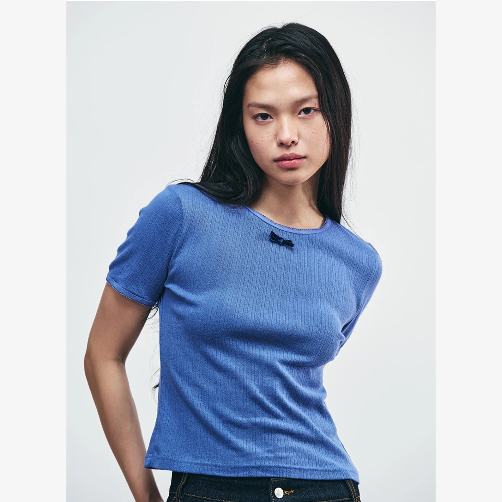 CITYBREEZE RIBBON TIED SLIM SHORT SLEEVE T SHIRT-3