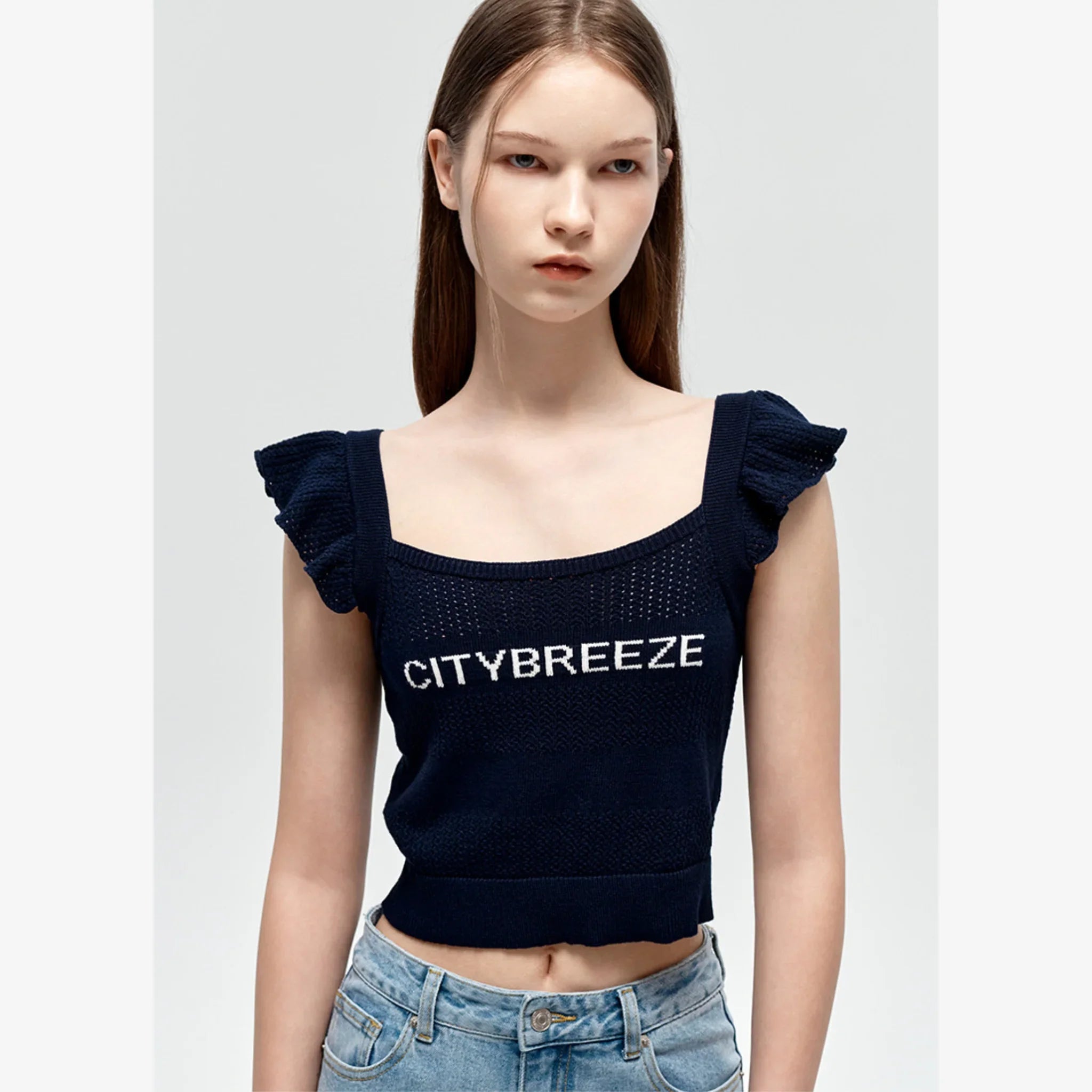 CITYBREEZE STRIPED CROCHET SLEEVELESS KNIT-3