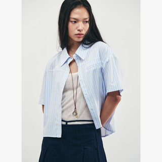 WRINKLE FREE STITCH DETAIL HALF SLEEVE SHIRT