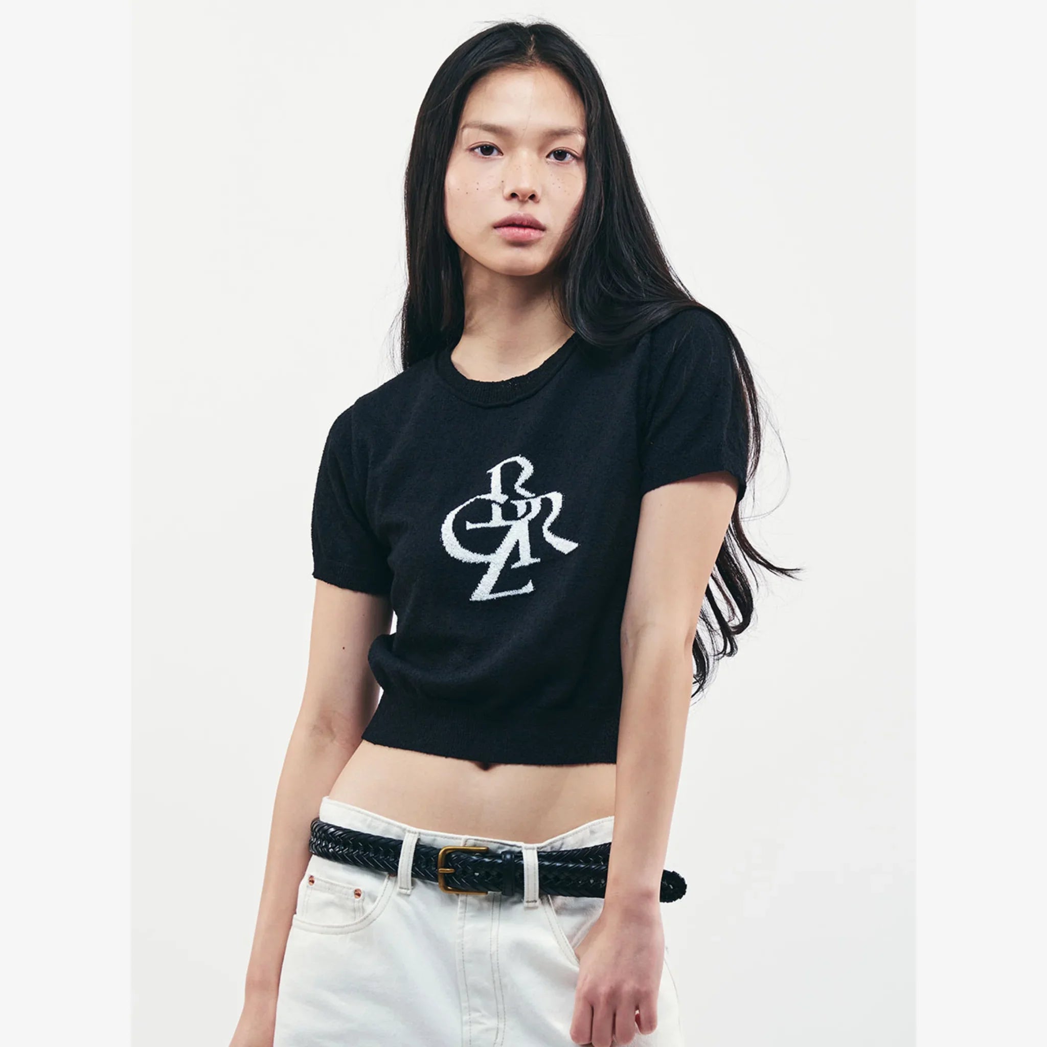 CITYBREEZE BOUCLE SYMBOL LOGO HALF-SLEEVE KNIT