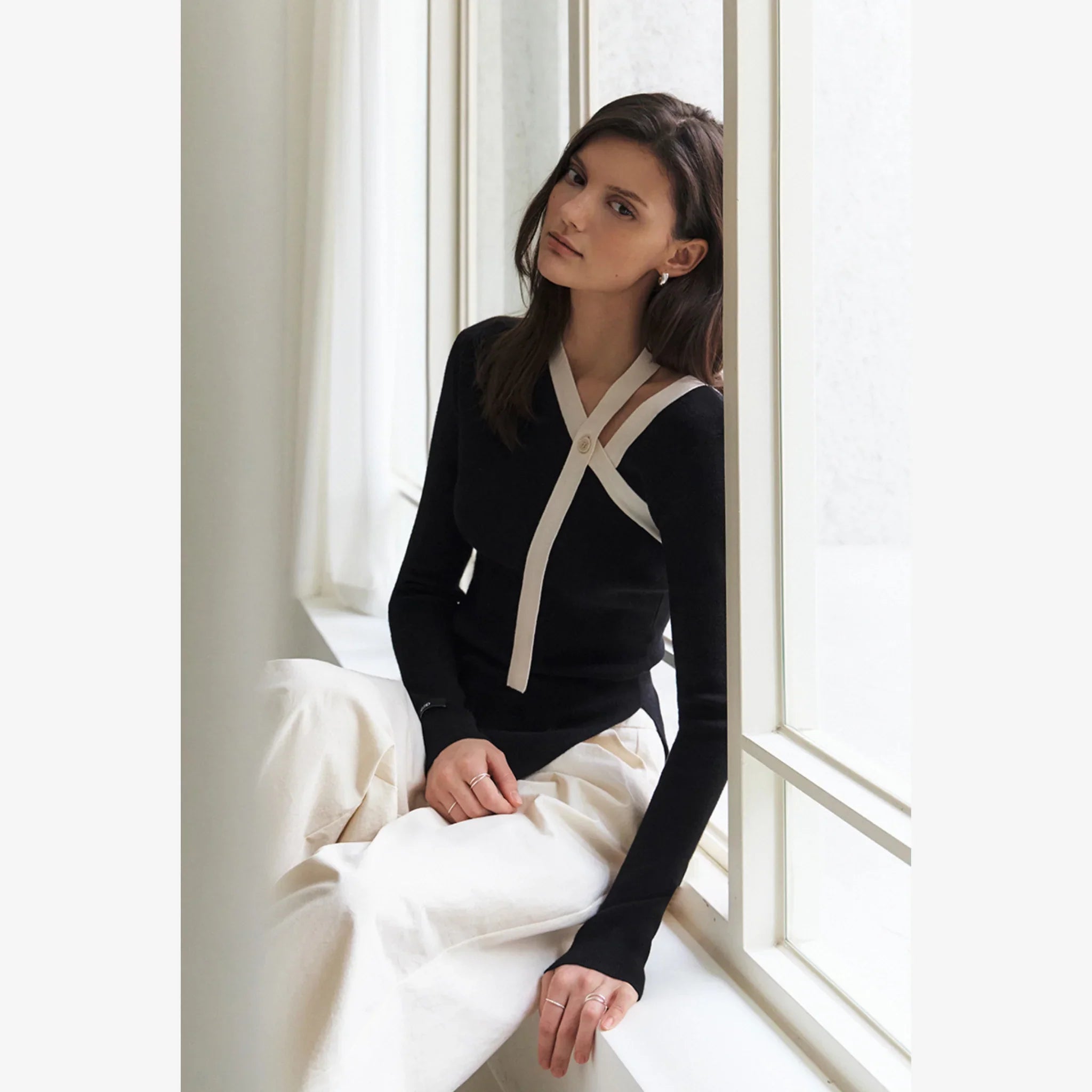 ARTID ONE-SHOULDER COLOR-BLOCK KNIT