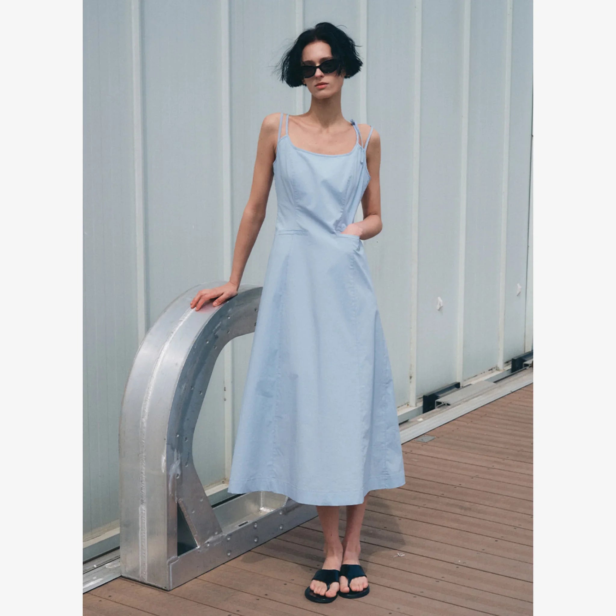 CITYBREEZE NYLON STRAP RIBBON LONG DRESS