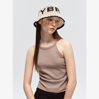 LOGO POINT CROCHET BUCKET HAT