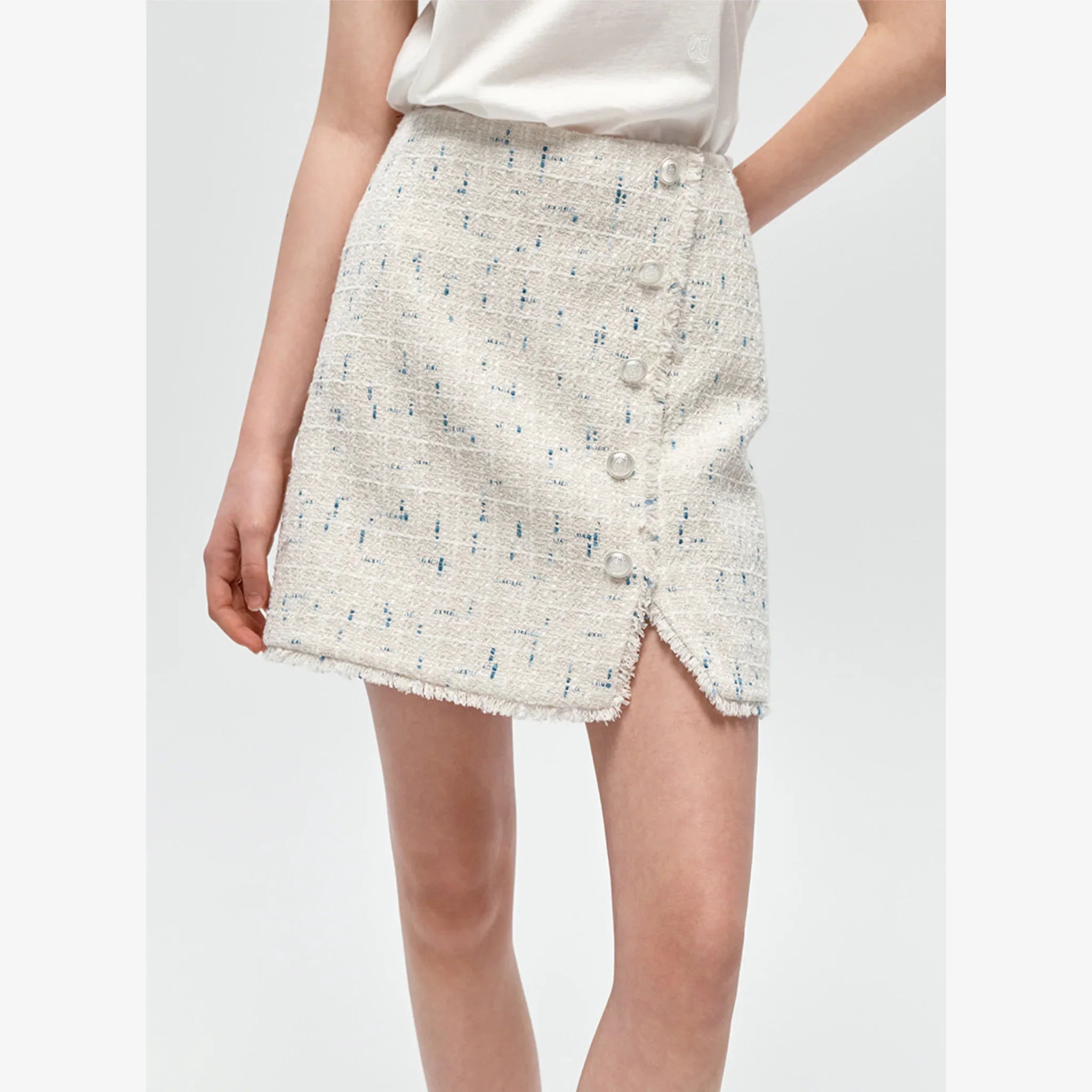 CITYBREEZE TWEED FRINGE MINI SKIRT-3