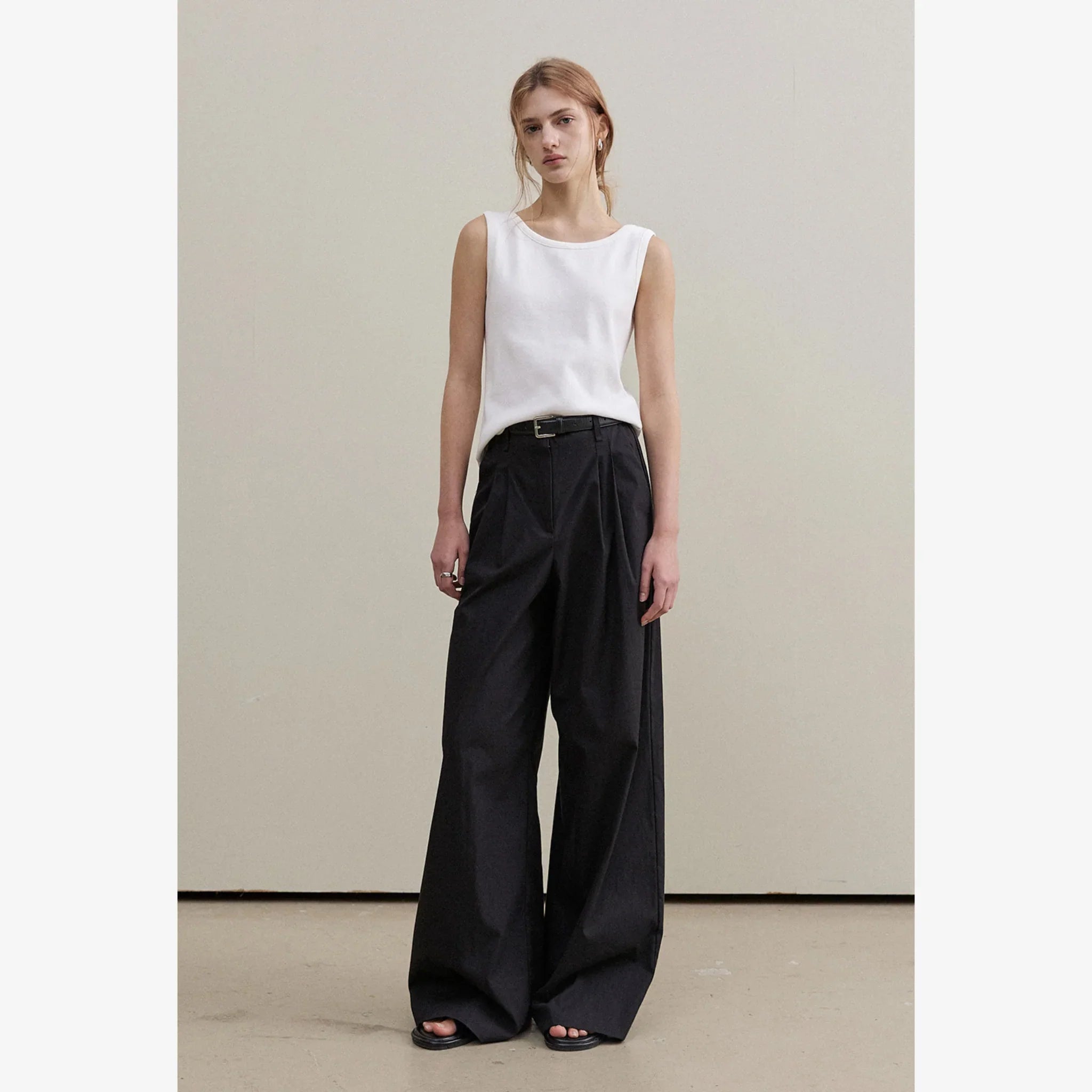 ARTID TWO-TUCK WIDE SLACKS-3