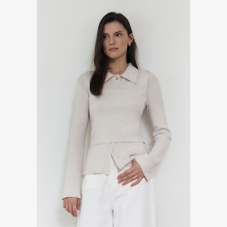 OPEN COLLAR CARDIGAN SET-UP