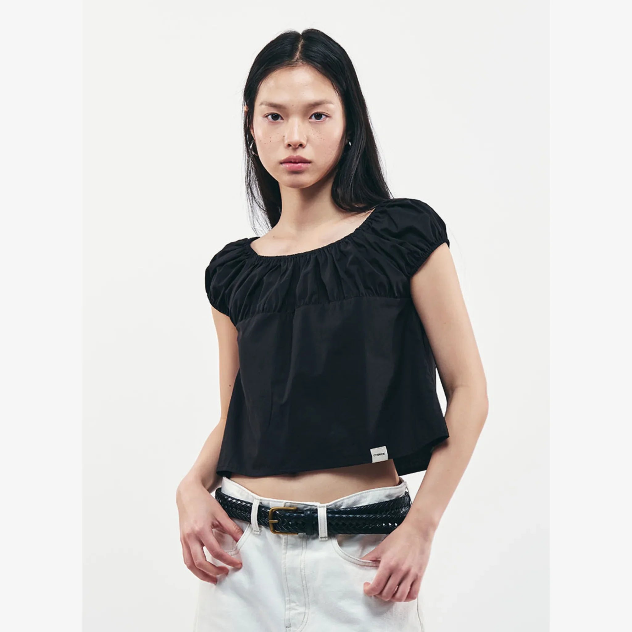 CITYBREEZE CAP-SLEEVE SHIRRING BLOUSE-3