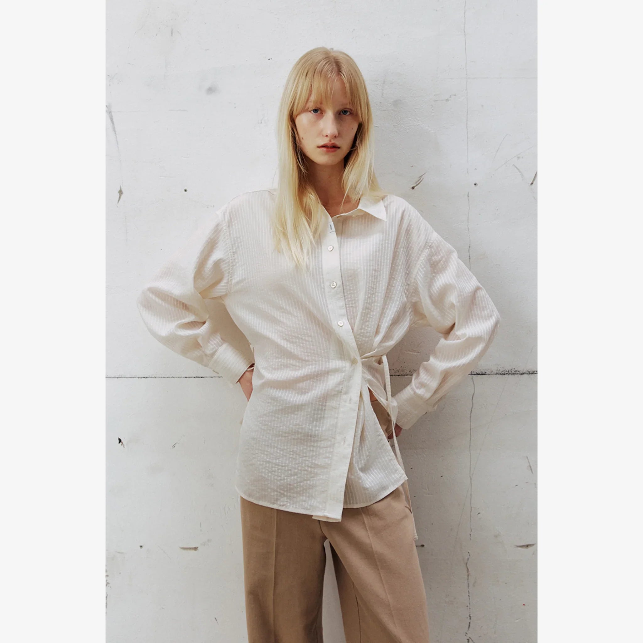 ARTID SEE THROUGH STRIPED OVERSIZED SHIRT-3